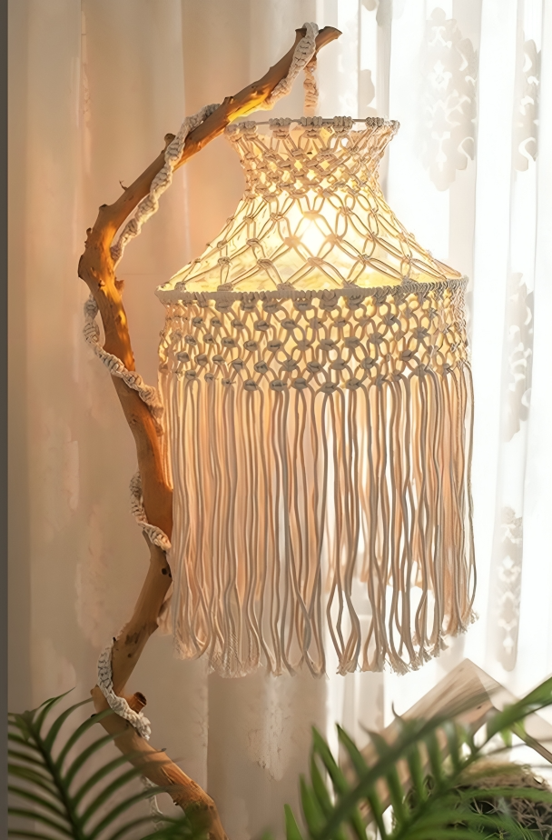Macramé floor lamp