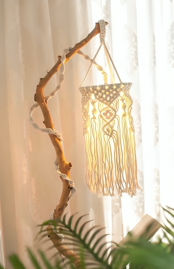 Macramé floor lamp
