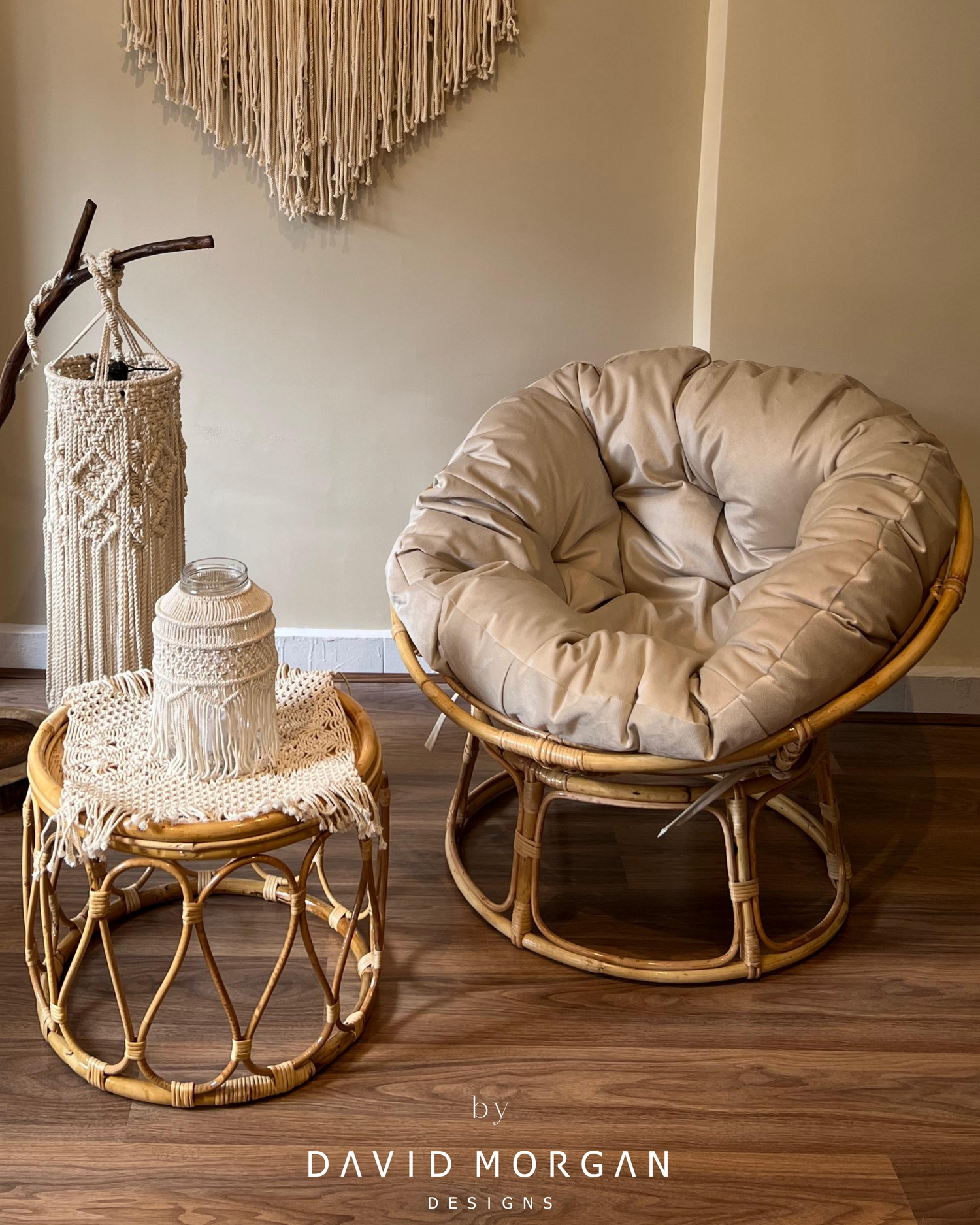 Bamboo Rattan Swivel Chair Cushion Pattern Papasan Chair Set